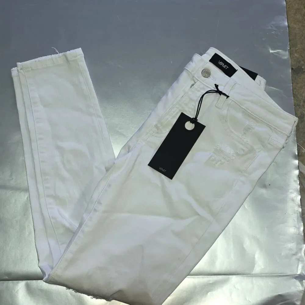 VERVET White Denim Distressed Jeans Ankle Skinny Fit , Size: 28